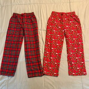 Vineyard Vines Kids Flannel Pajama Pants- Red Plaid & Santa Xmas Tree- size 7